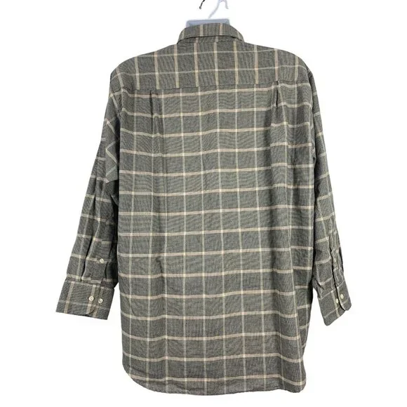 Van Heusen Mens Top Button Up Long Sleeve Gray Plaid Dress Shirt Size 17.5 32/33 - Picture 2 of 14